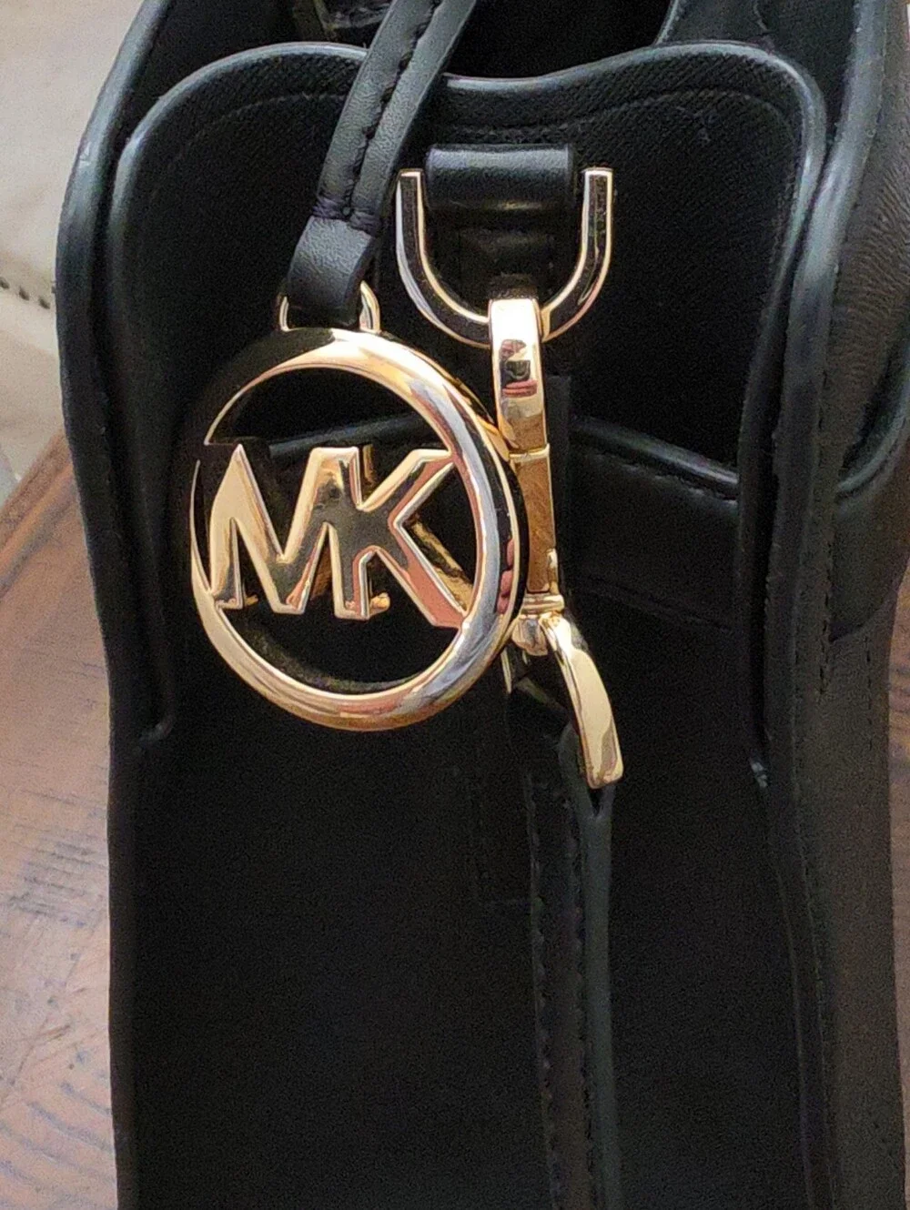 Michael Kors Black Leather Briefcase with Gold Hardware
